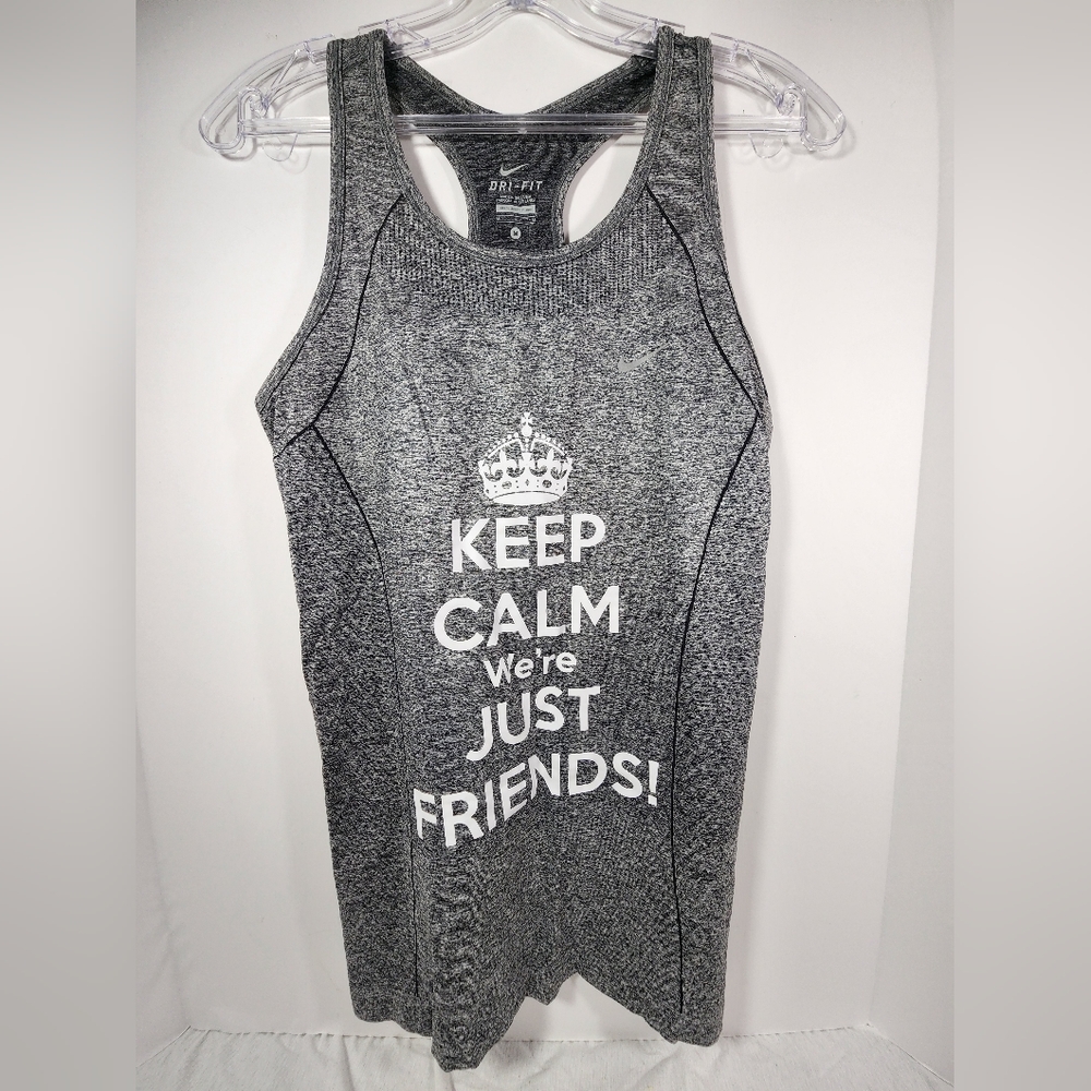 Nike Dri-Fit Women's Keep Calm We're Just Friends Tank Top Size Medium Gray
